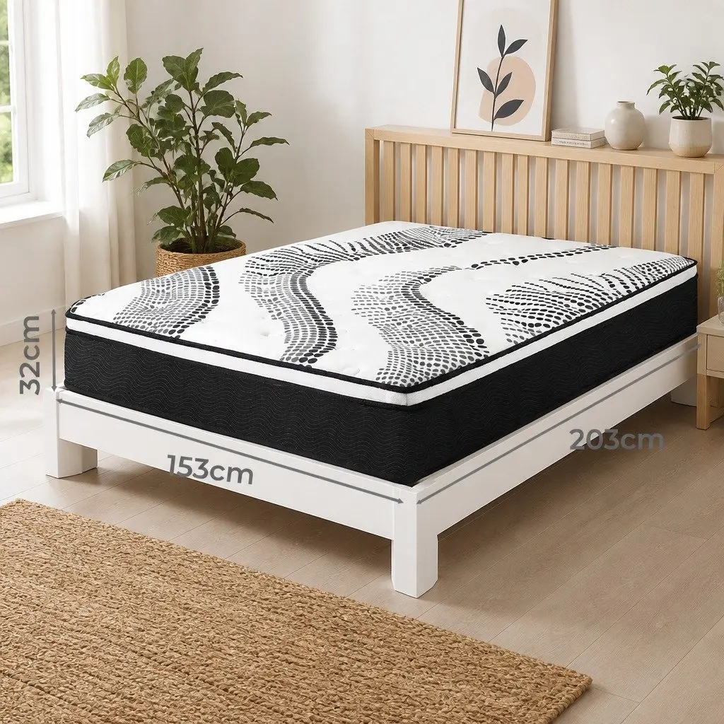 Queen Mattress 7 Zone Pocket Spring Medium Firm Hybrid Foam Support 32cm