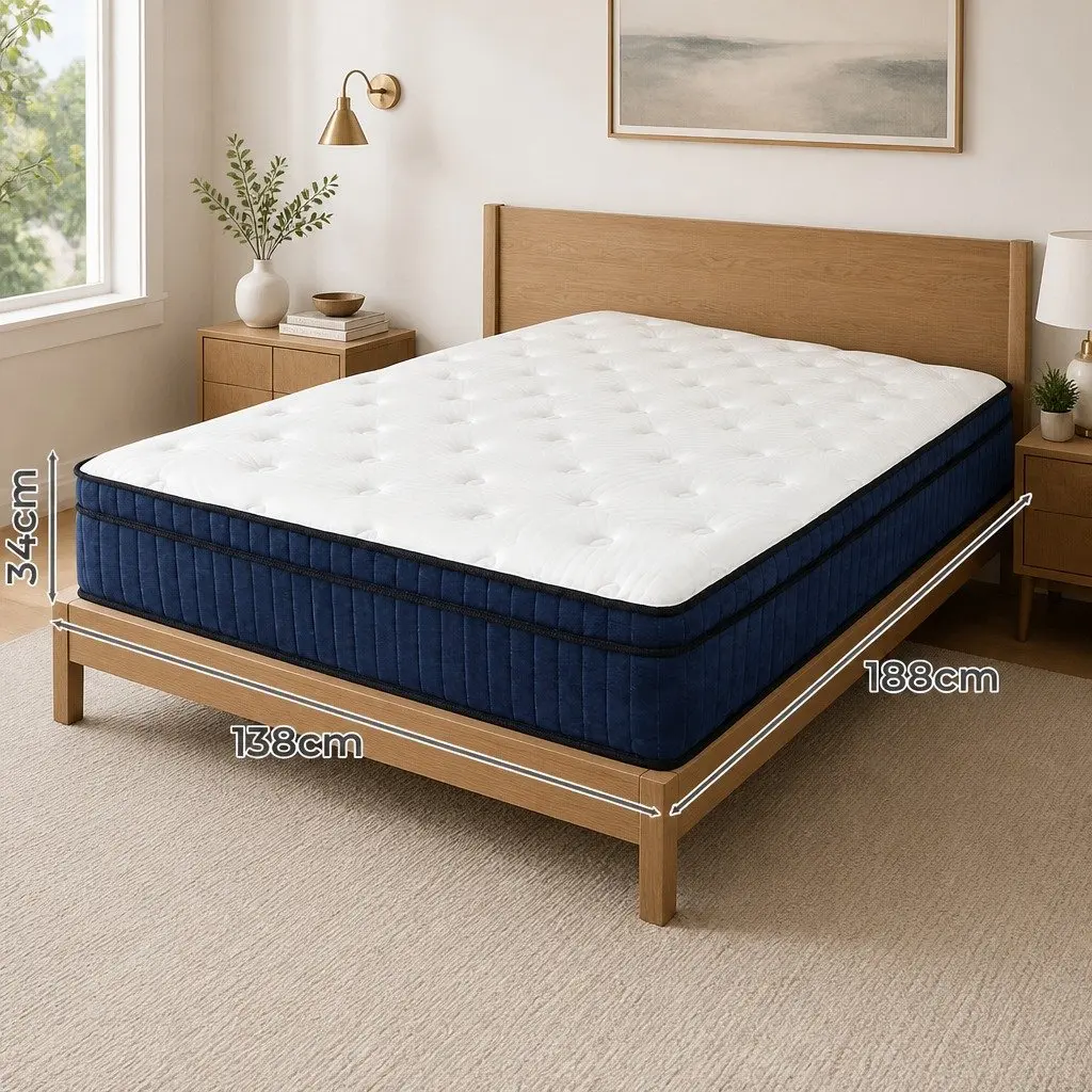 Double Mattress 7 Zone Pocket Spring Medium Firm Hybrid Foam Support 138cm x 188cm