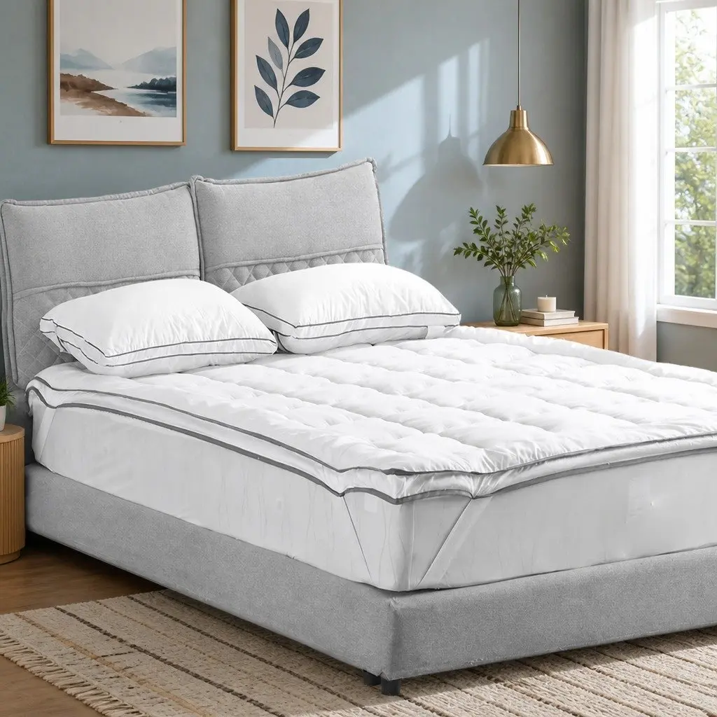 Queen Mattress Topper 4-5cm Pillowtop Anti-Allergy Dust Mite Resistant