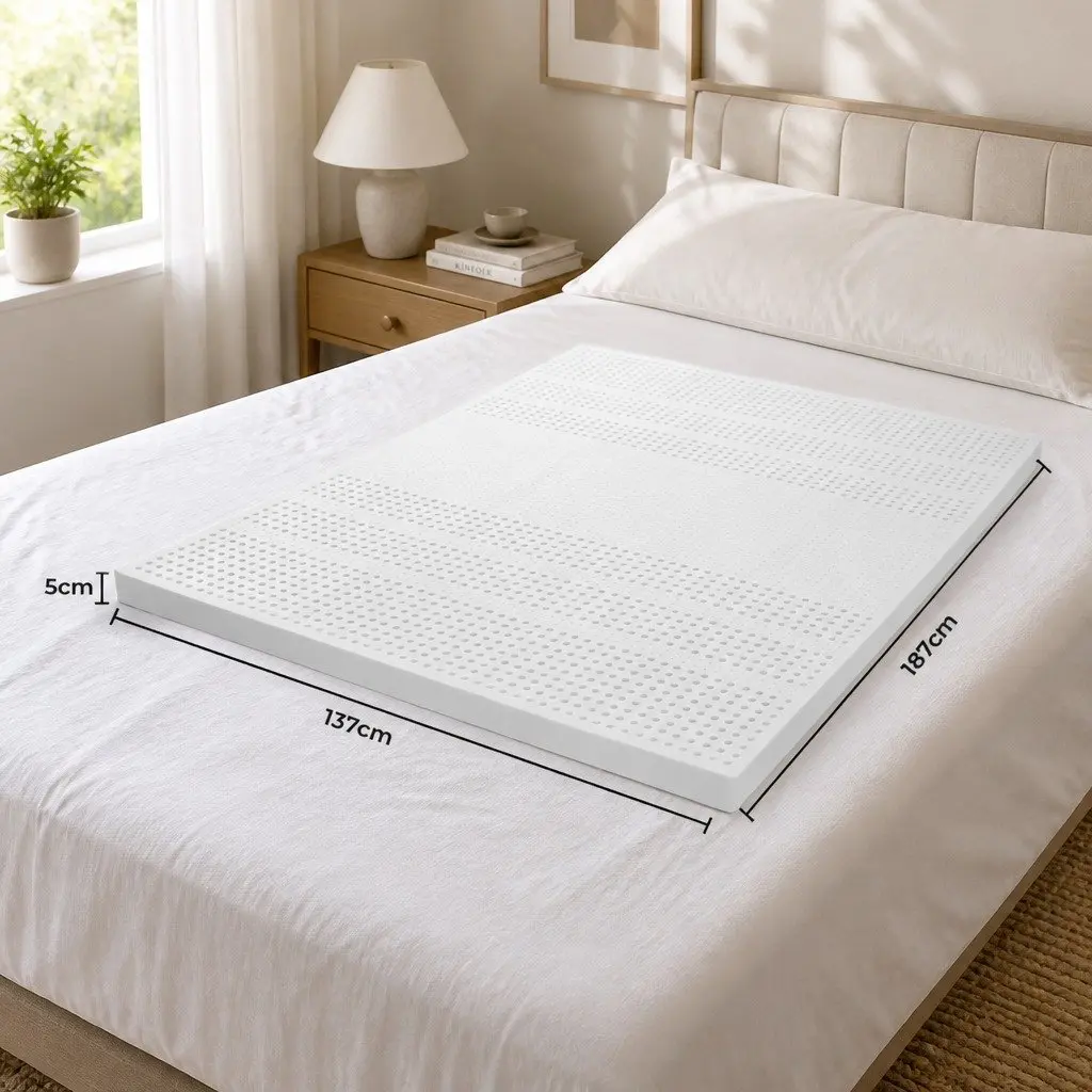 Double Mattress Topper 5cm Natural Latex Queen Pressure Relief Support