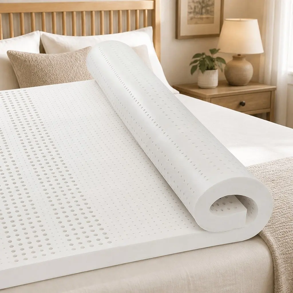 Natural Latex Mattress Topper 5cm Thick 7-Zone Support Queen Size Breathable