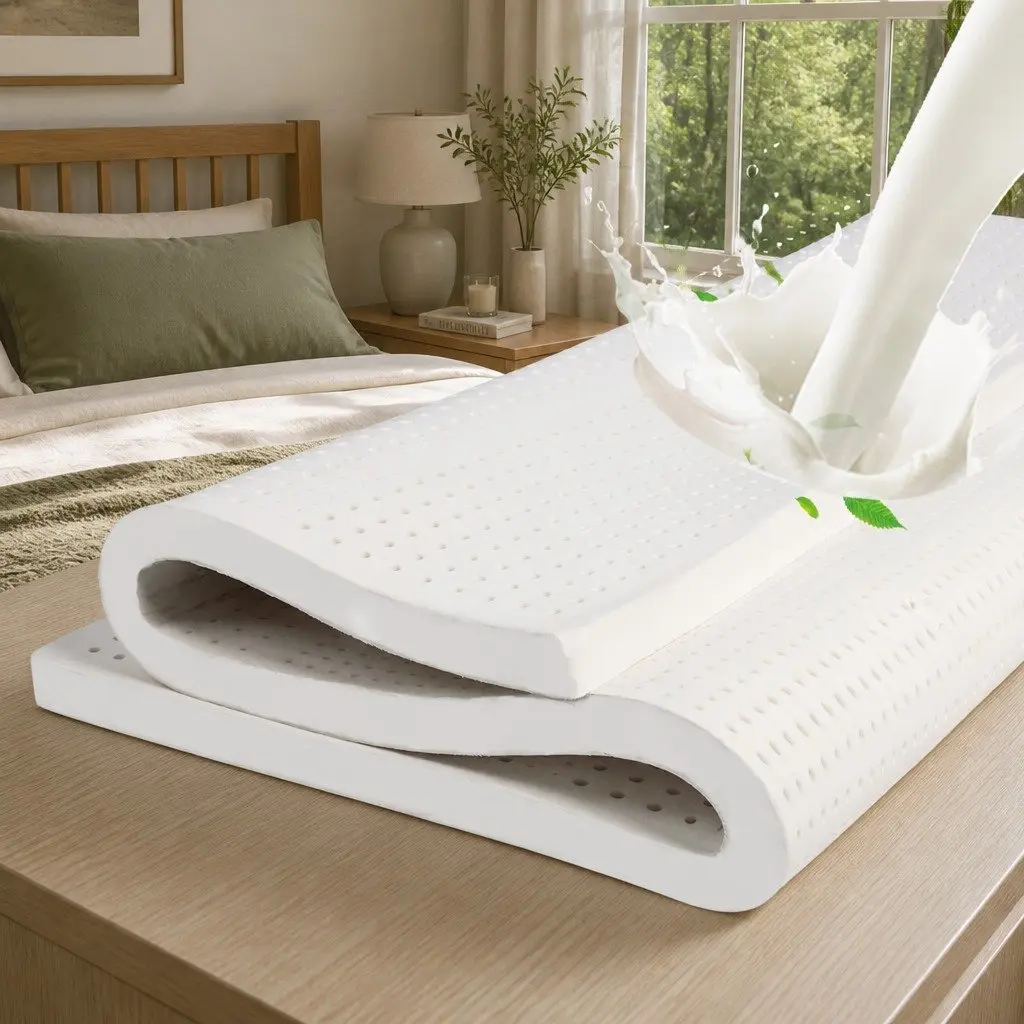 Natural Latex Mattress Topper 5cm Thick 7-Zone Support Queen Size Breathable