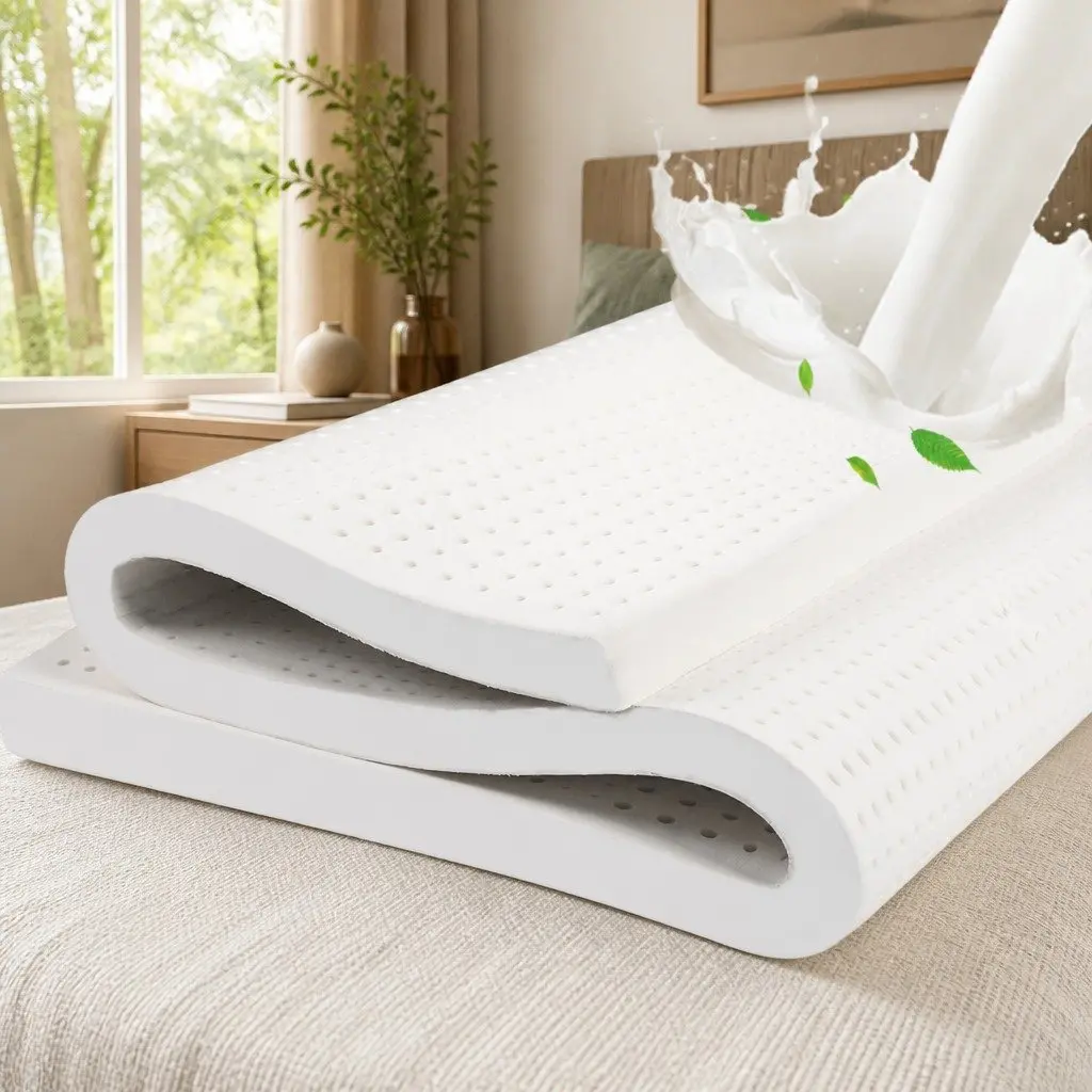 Natural Latex Mattress Topper 5cm Thick 7-Zone Support Queen Size Breathable
