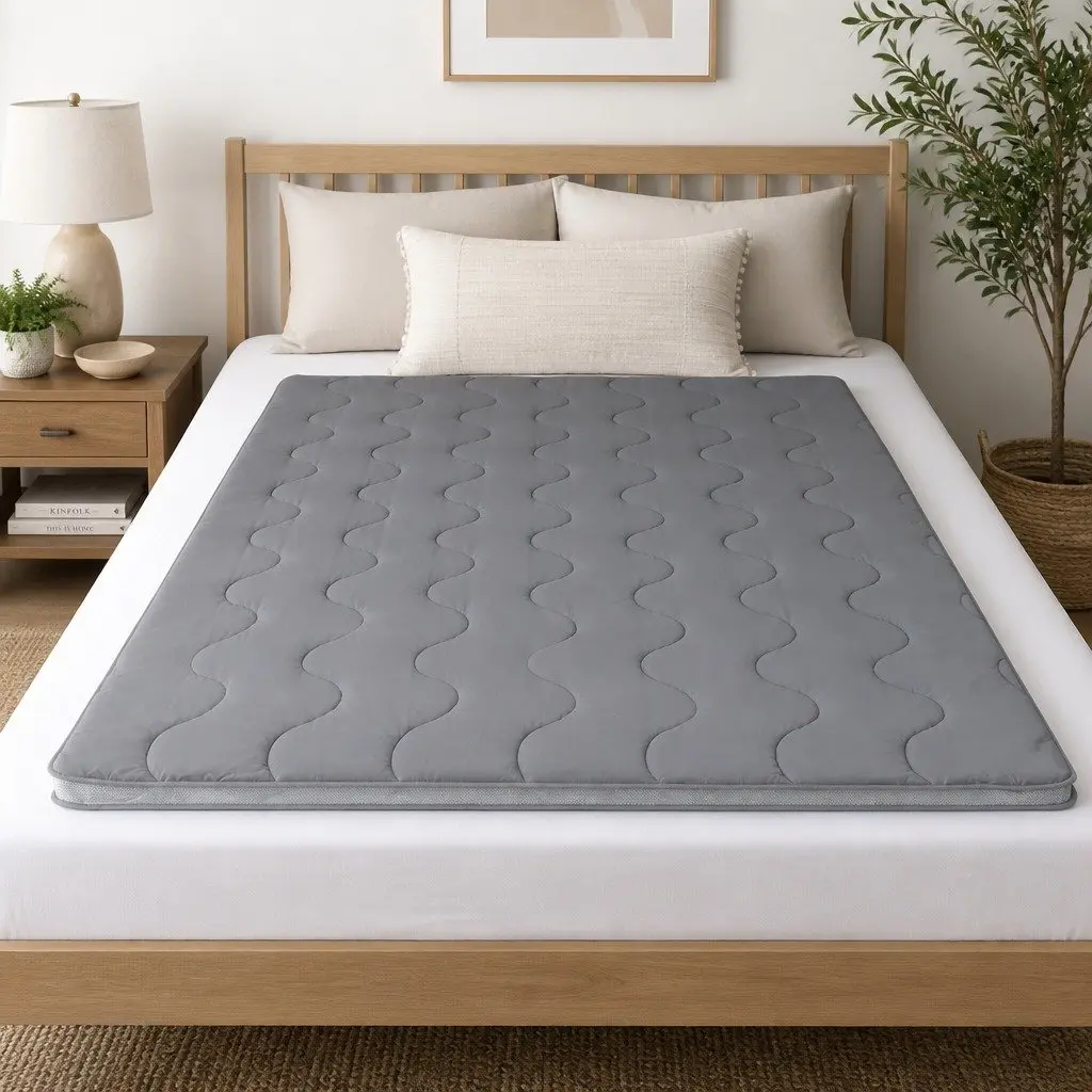 Queen Mattress Topper Pillowtop Breathable 5cm Thick Charcoal Grey