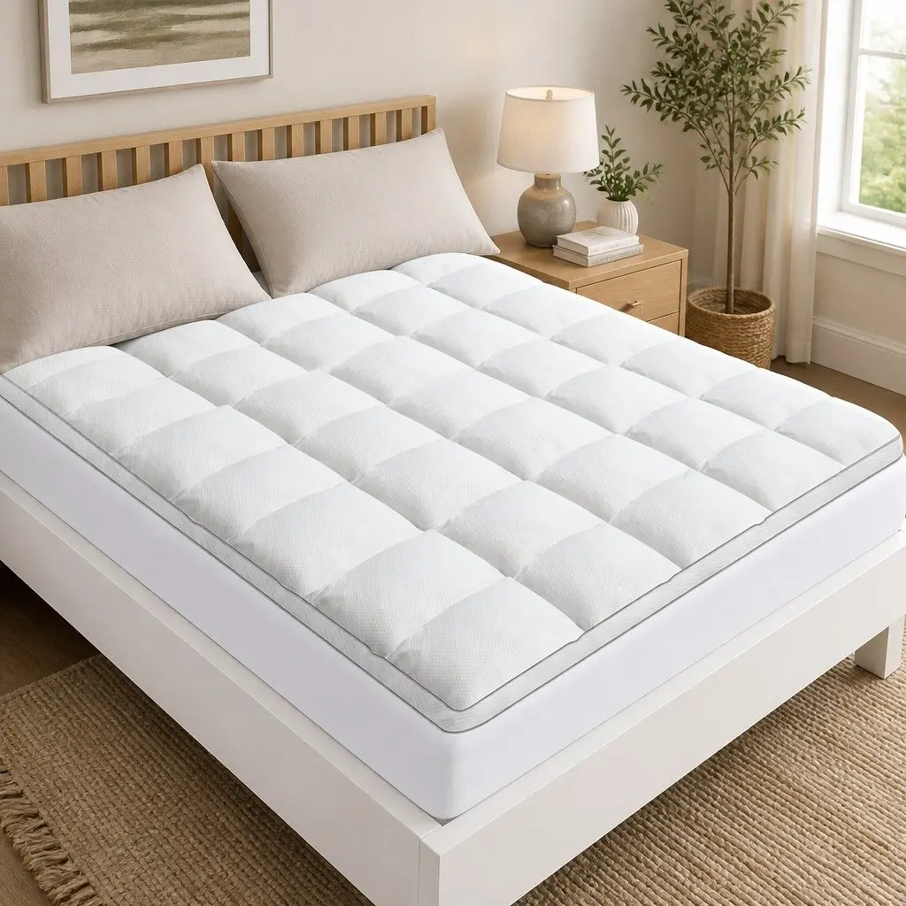 Mattress Topper Pillowtop 5cm Thick Breathable Microfibre Queen