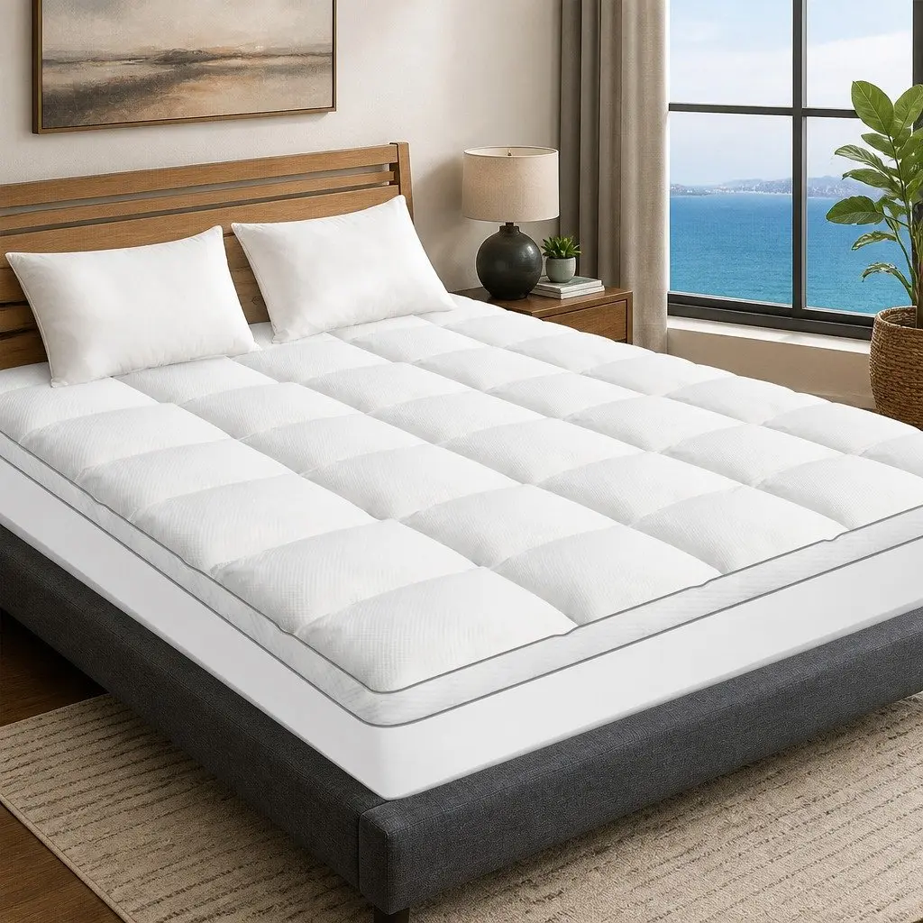 Mattress Topper Pillowtop 5cm Thick Breathable Microfibre Queen