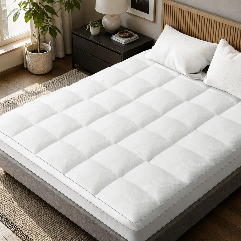 Mattress Topper Pillowtop 5cm Thick Breathable Microfibre Queen