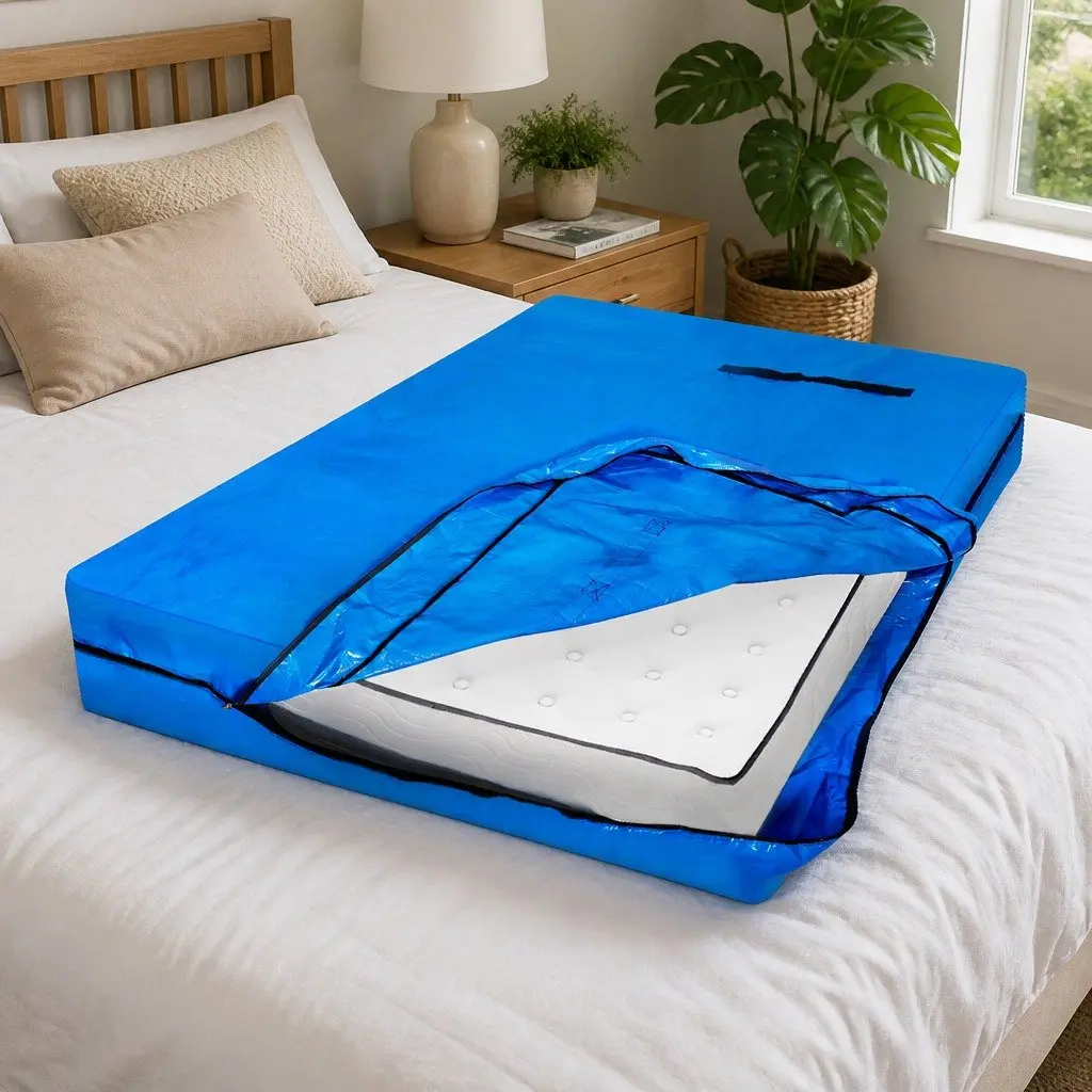 Mattress Bag Protector Heavy-Duty Plastic Double Unzip 192cm x 38cm x 142cm