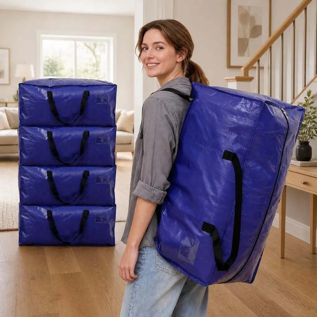 Moving Bags Heavy Duty Waterproof Extra Large with Backpack Straps 5 Pack