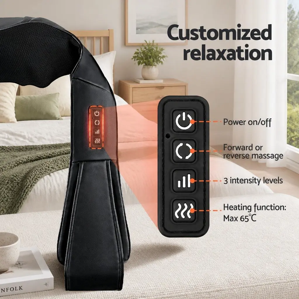 Neck Massager 8 Massage Nodes Heated Relaxation Device 45cm x 50cm