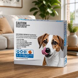 Oral Flea Tick Chewable Tablets Medium Dogs 4.1-10kg Blue 3 Pack Soft Chew