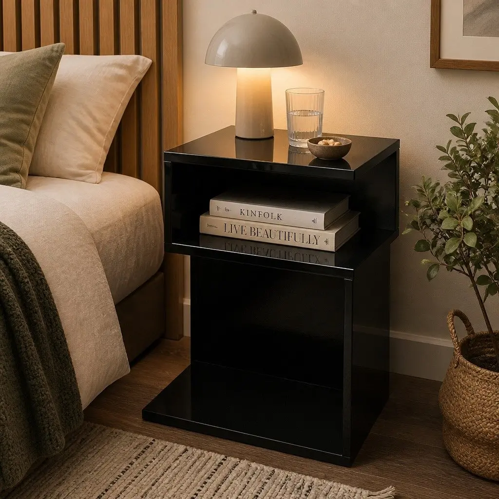 Black Bedside Table