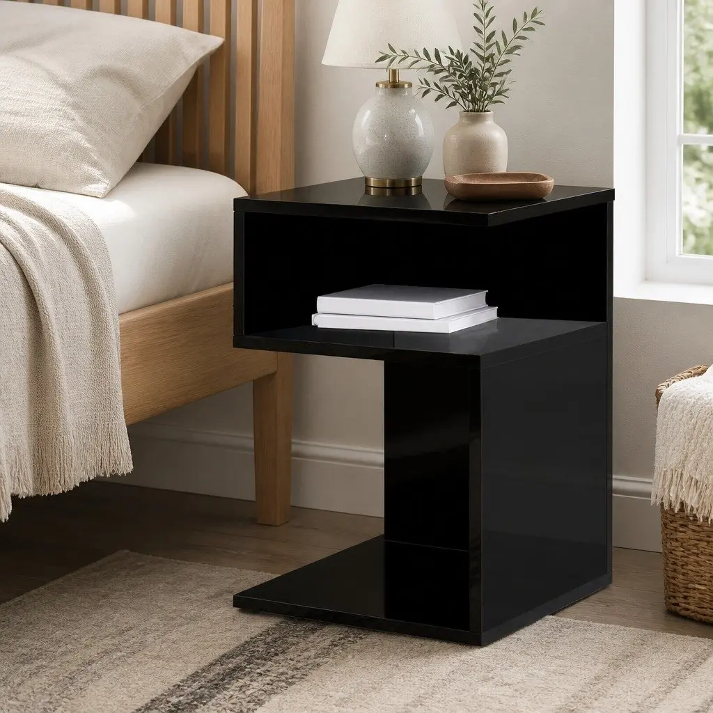 Black Bedside Table