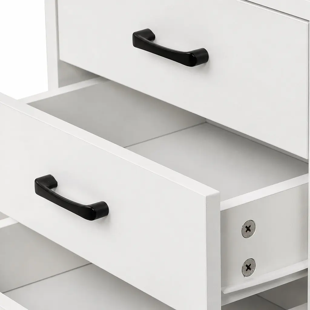 Nightstand White USB Charger Outlet LED Light 3 Drawers 40cm x 35cm x 64cm