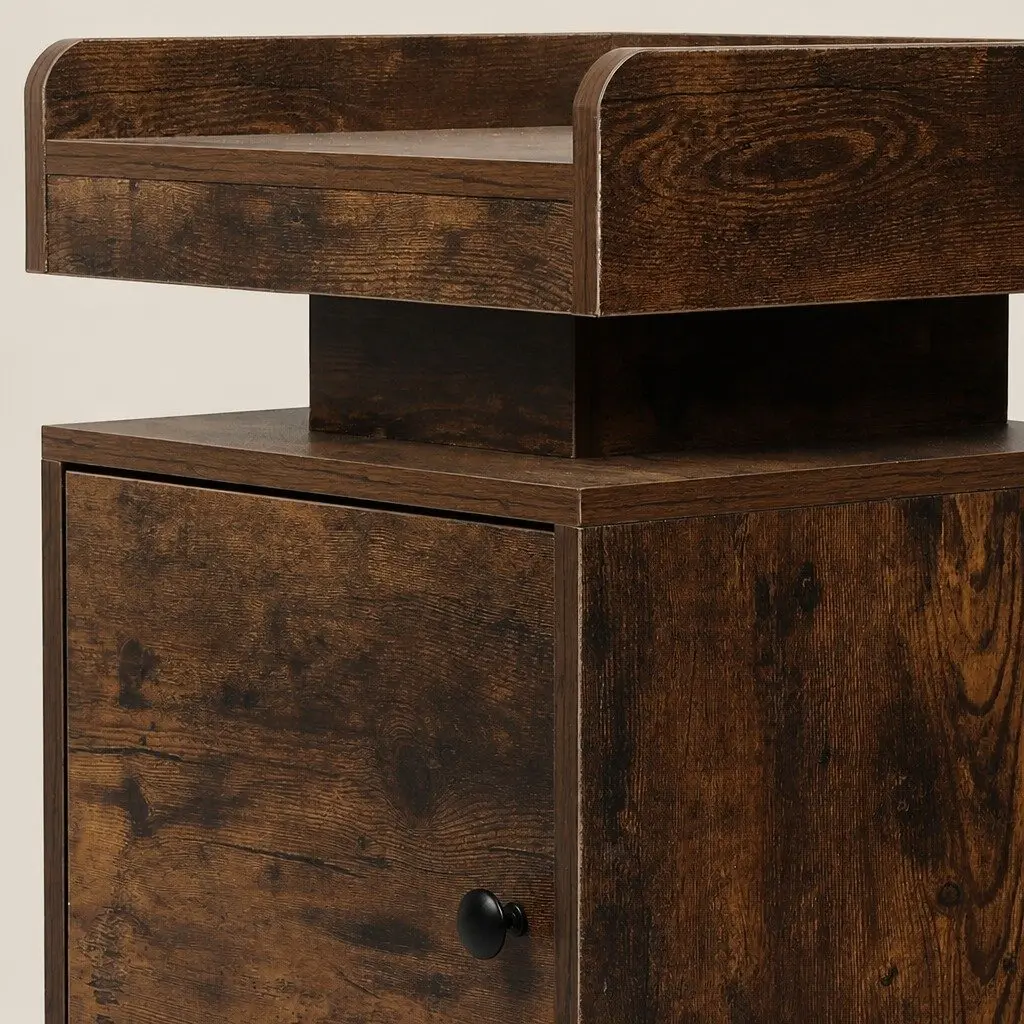 Oak Bedside Table with USB Charging & LED