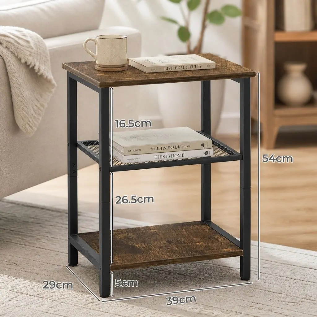 3-Tier Side Table Storage Shelves Living Room Bedroom Compact Space-Saving