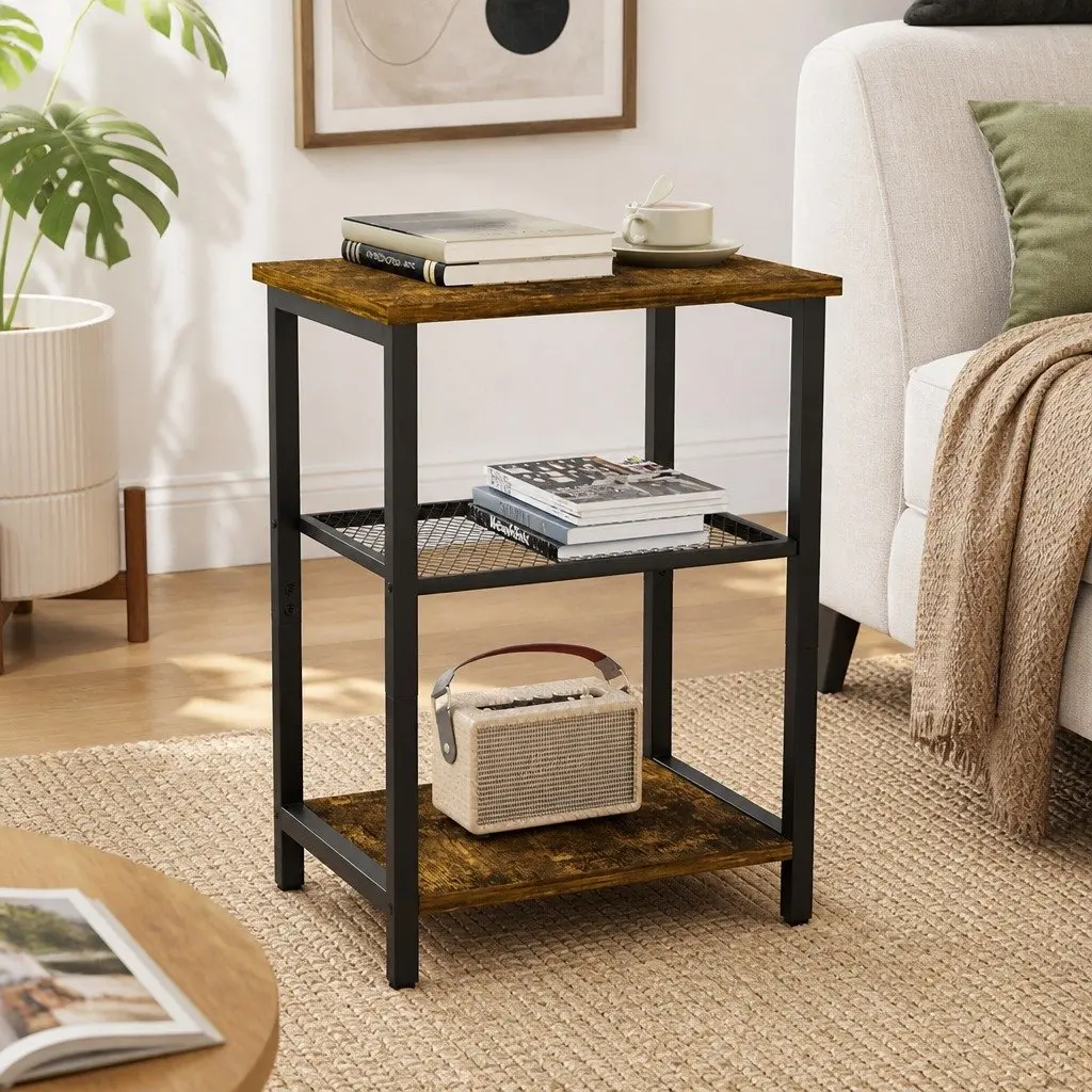 3-Tier Side Table Storage Shelves Living Room Bedroom Compact Space-Saving