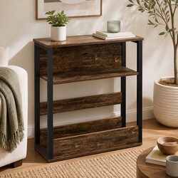 3-Tier Side Table Metal Frame Wood Top Living Room End Table Sofa Coffee Accent