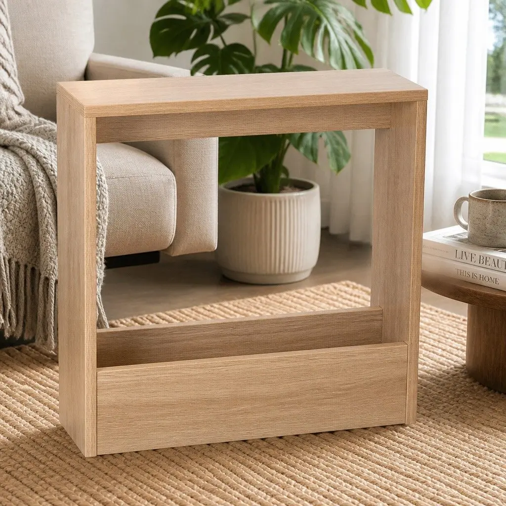 Compact Side Table with Magazine Rack Storage Modern End Table Small Living