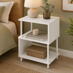 Modern Side Table 3-Tier Storage Bedside End Table S-Shaped Design Accent