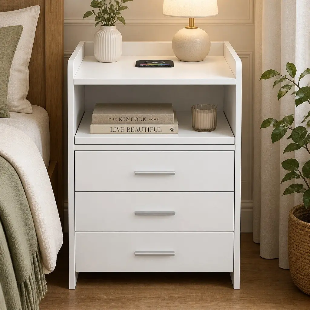 Nightstand USB Wireless Charging Motion Sensor Light with Storage 45cm x 40cm x 64cm