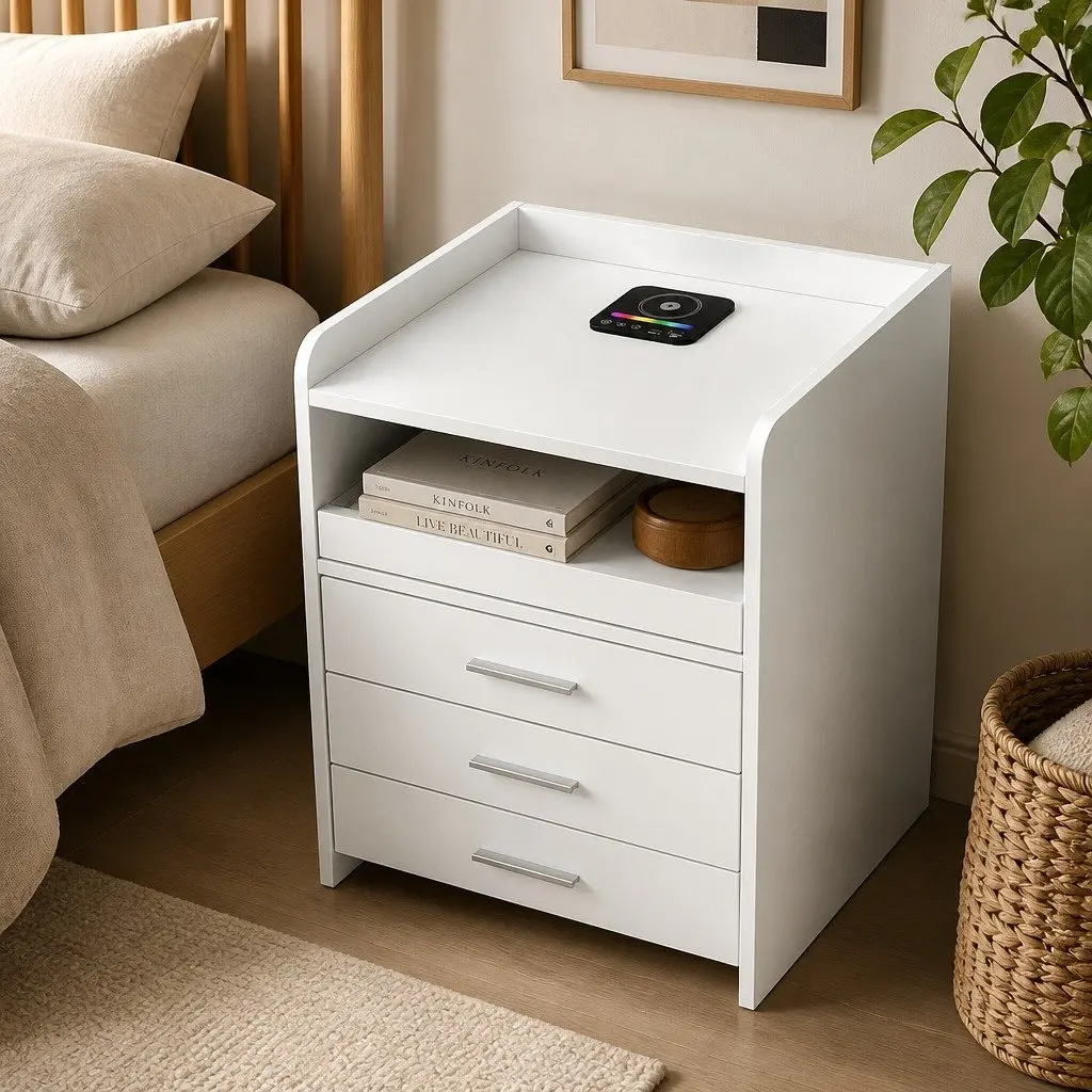 Nightstand USB Wireless Charging Motion Sensor Light with Storage 45cm x 40cm x 64cm