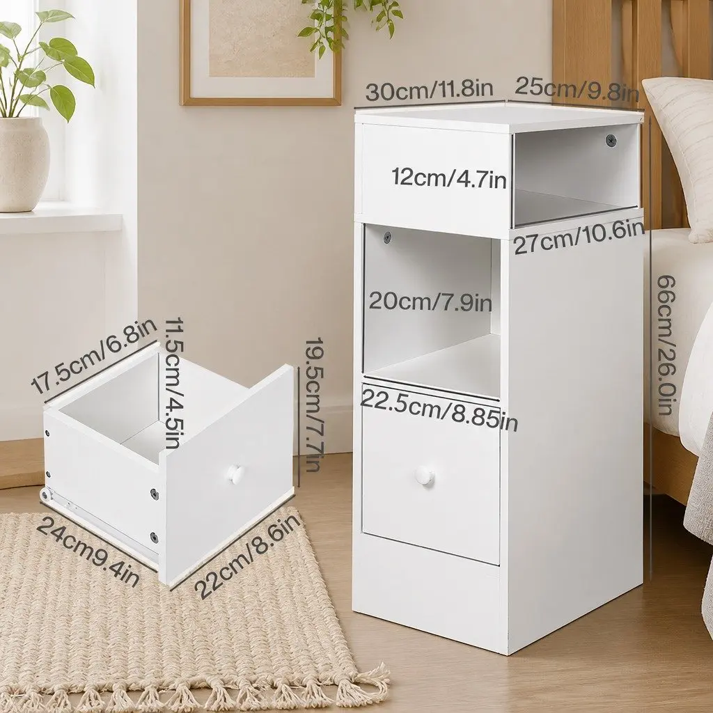Slim Bedside Table for Easy Storage