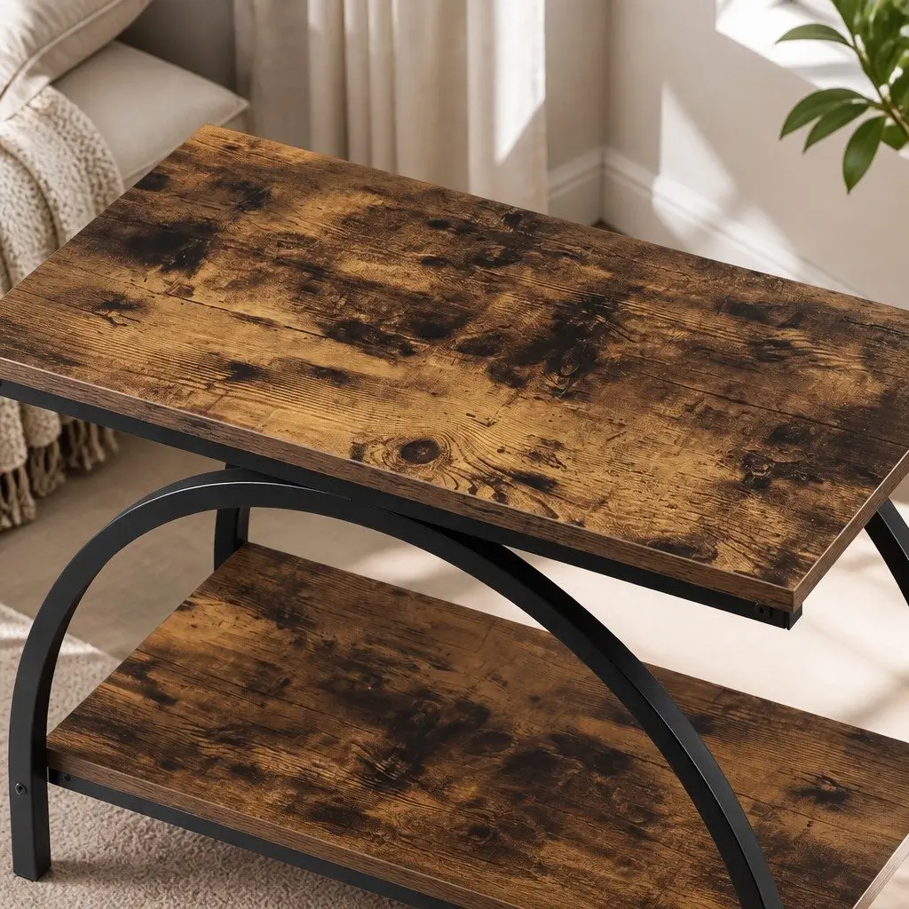 3 Tier Narrow Side Table Industrial End Table Storage Shelves Bedroom Living
