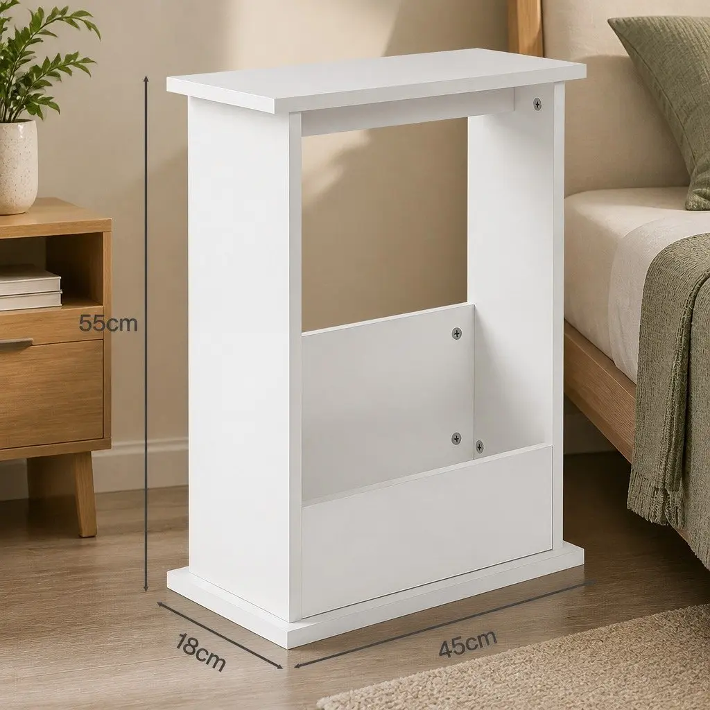 Narrow Side Table Modern Office Bedside Storage Magazine Rack Slim End Table