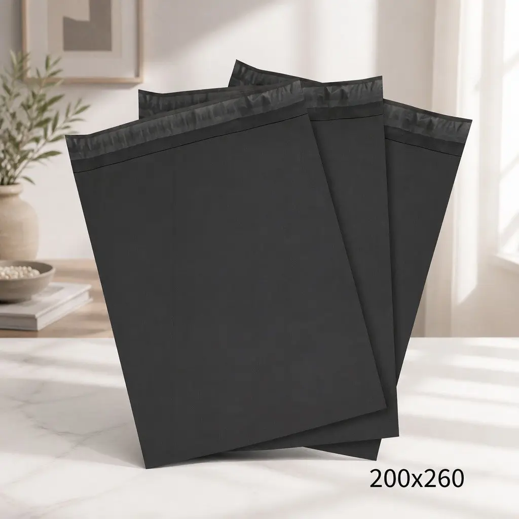 Black Poly Mailers Self-Sealing 200x260mm