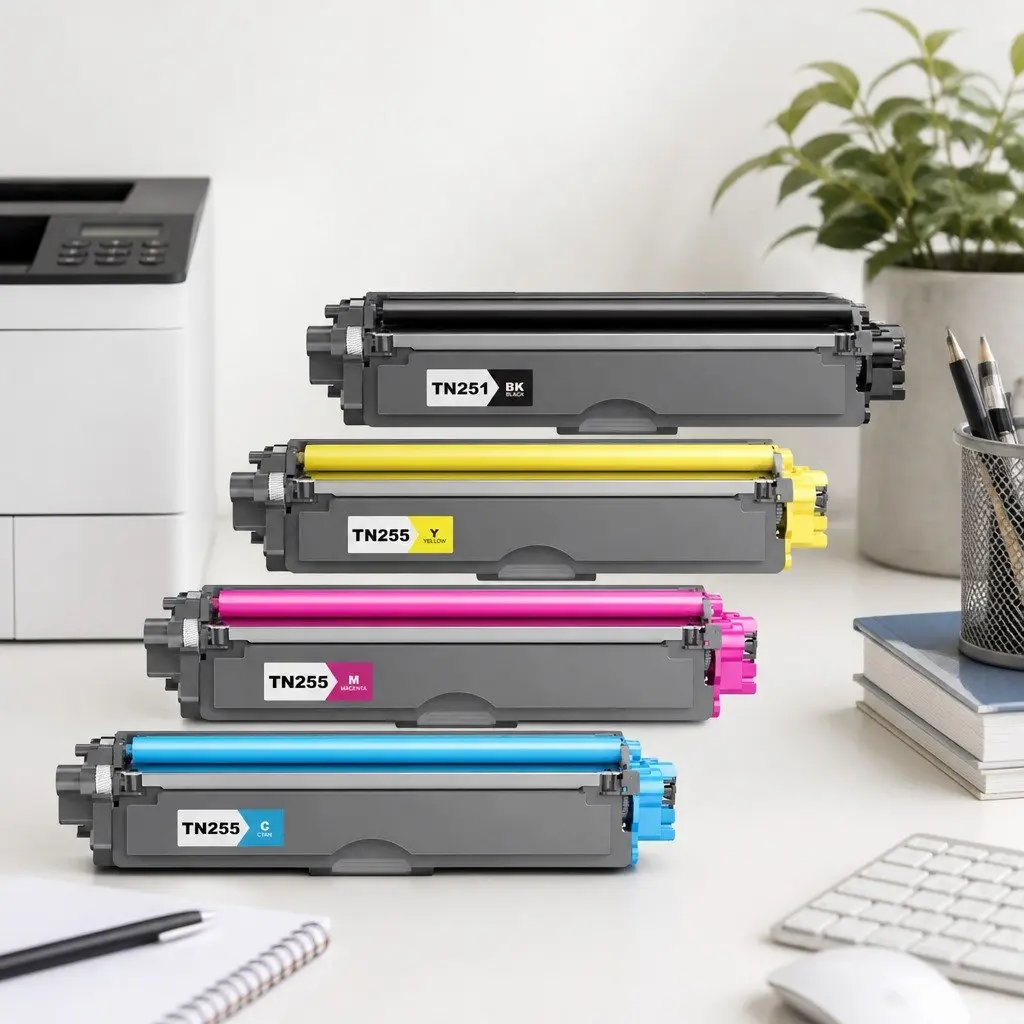 Toner Cartridge 4 Pack Black Cyan Magenta Yellow Compatible with Brother TN-251 Series Printers