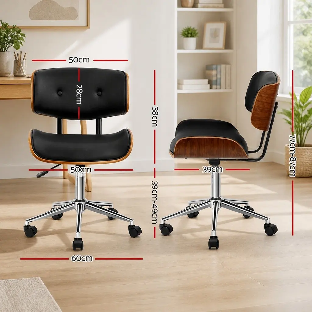Black PU Leather Office Chair with Wheels