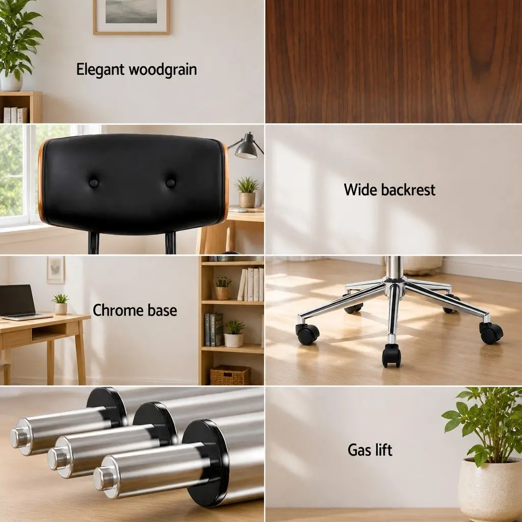 Black PU Leather Office Chair with Wheels