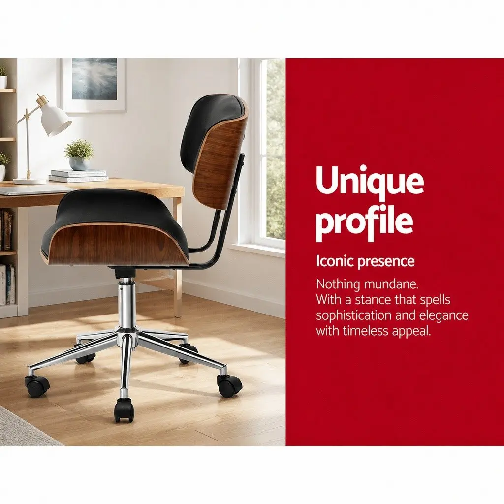 Black PU Leather Office Chair with Wheels