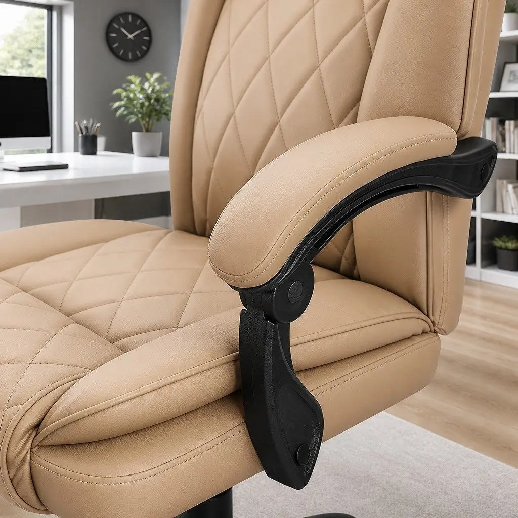 Executive Office Chair High Back Reclining Swivel Desk Seat Brown Leather