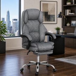 Executive Office Chair with Footrest Reclining Seat High Back Grey