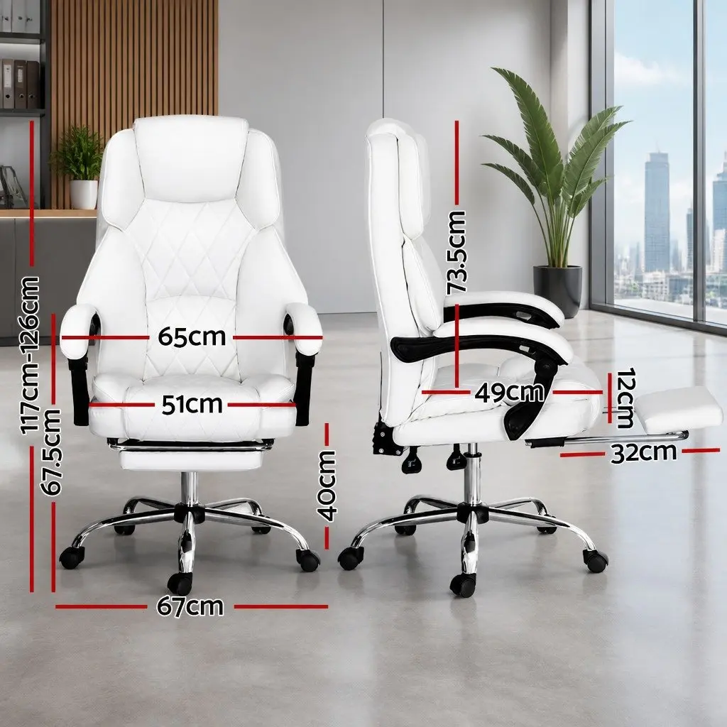 White Office Chair with Footrest