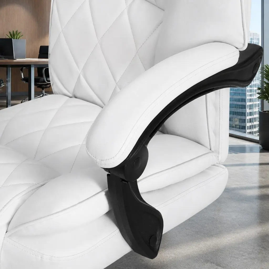 White Office Chair with Footrest