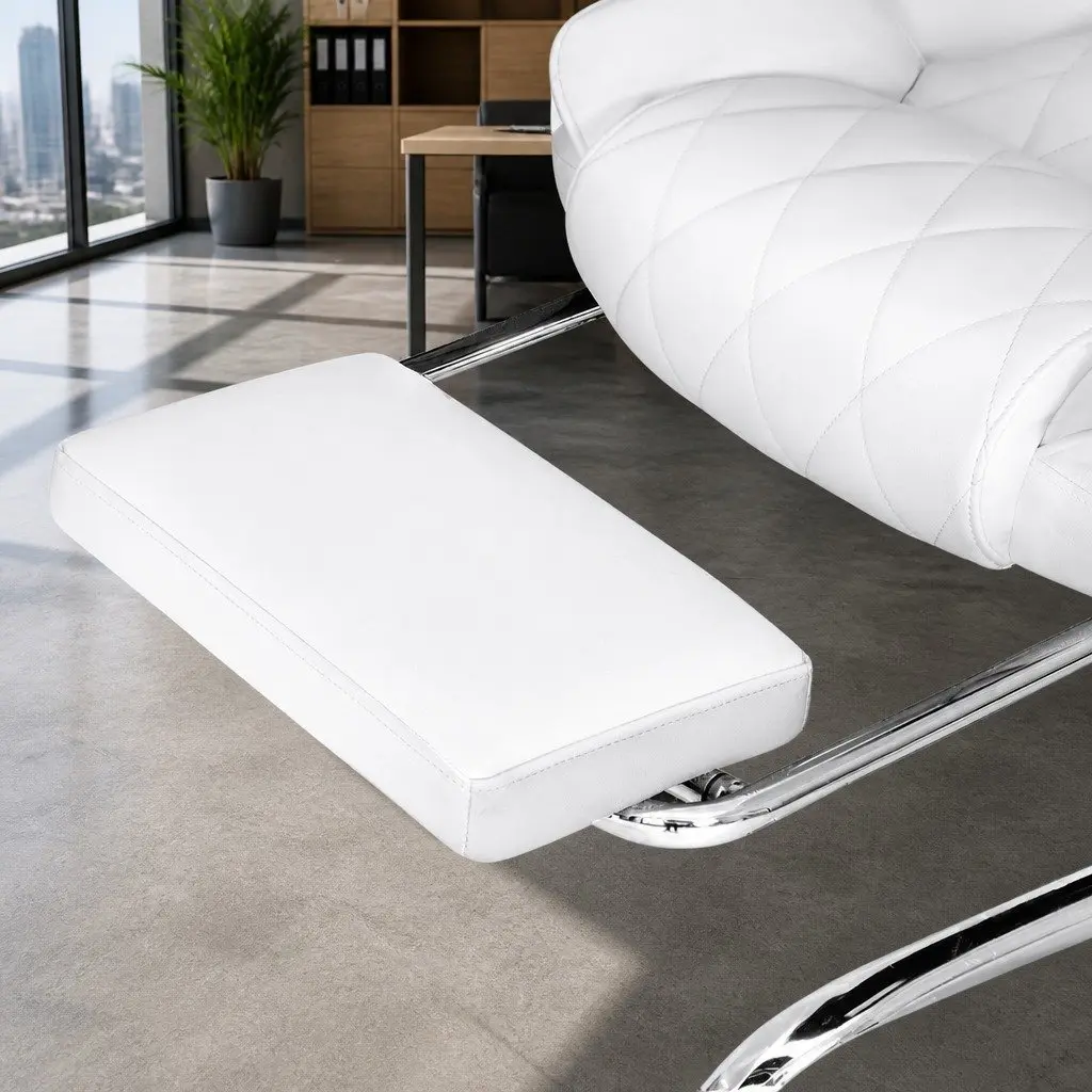 White Office Chair with Footrest