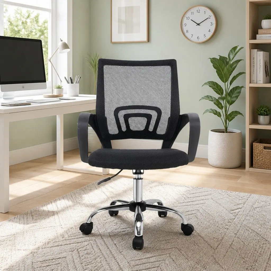 Mesh Office Chair Mid Back Breathable Ergonomic Executive Desk Seat with Chrome