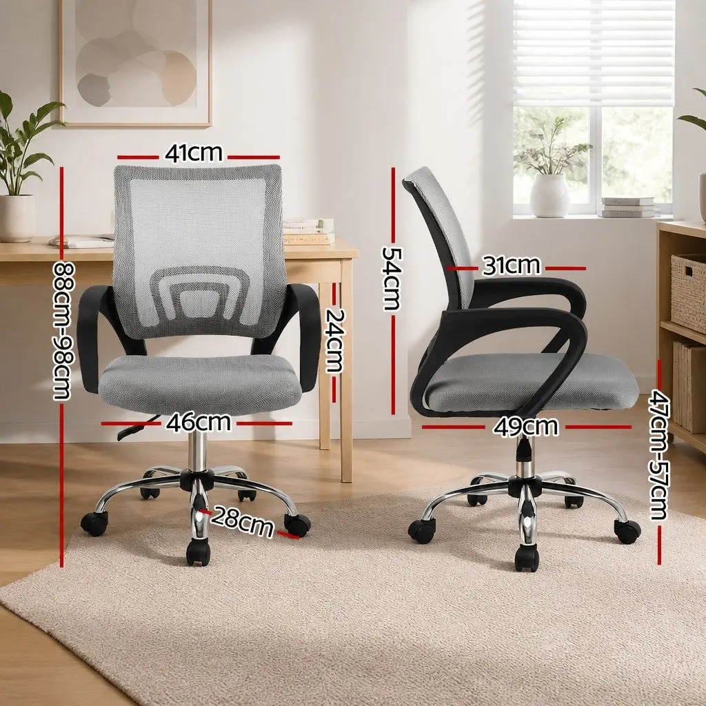 Mesh Office Chair Mid Back Grey Breathable Ergonomic Desk Chair 360 Swivel