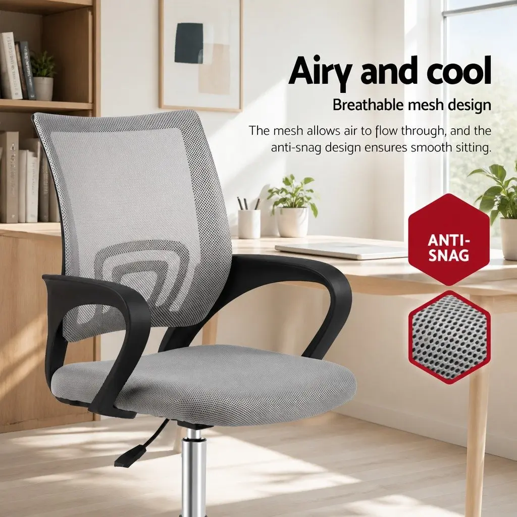 Mesh Office Chair Mid Back Grey Breathable Ergonomic Desk Chair 360 Swivel