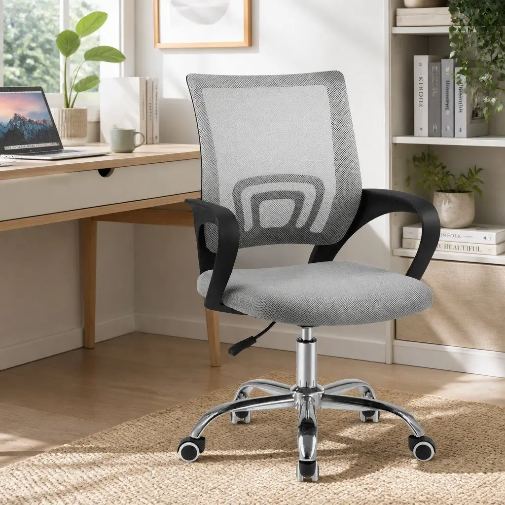 Mesh Office Chair Mid Back Grey Breathable Ergonomic Desk Chair 360 Swivel