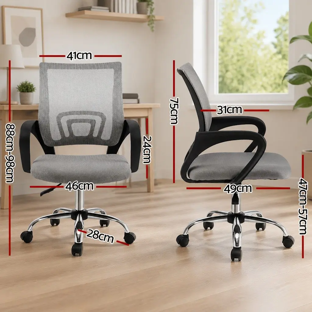 Mesh Office Chair Mid Back Grey Ergonomic Design 360 Rotatable Gas Lift