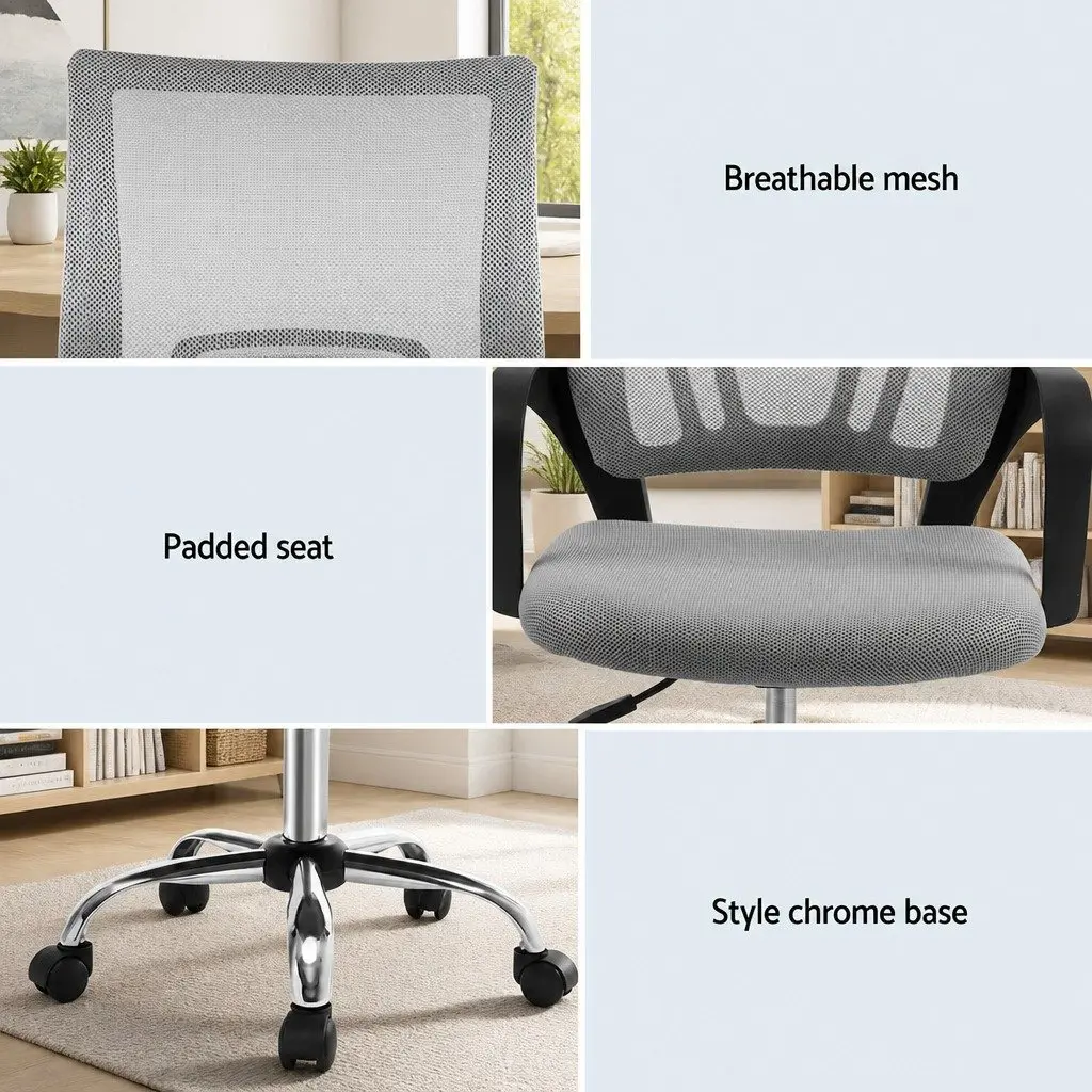 Mesh Office Chair Mid Back Grey Ergonomic Design 360 Rotatable Gas Lift