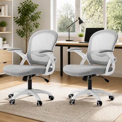 Office Chair Mesh Computer Gaming Desk Work Study Mid Back Adjustable Grey White