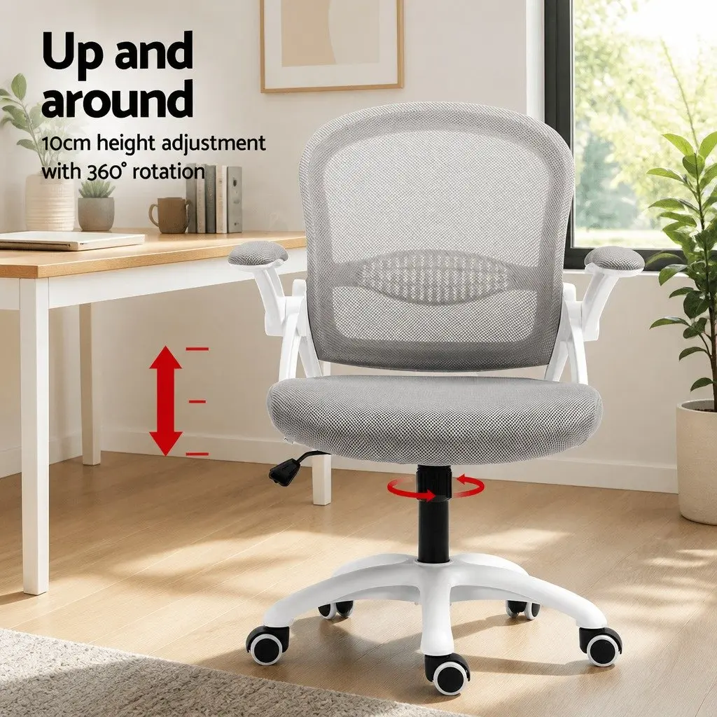 Office Chair Mesh Computer Gaming Desk Work Study Mid Back Adjustable Grey White