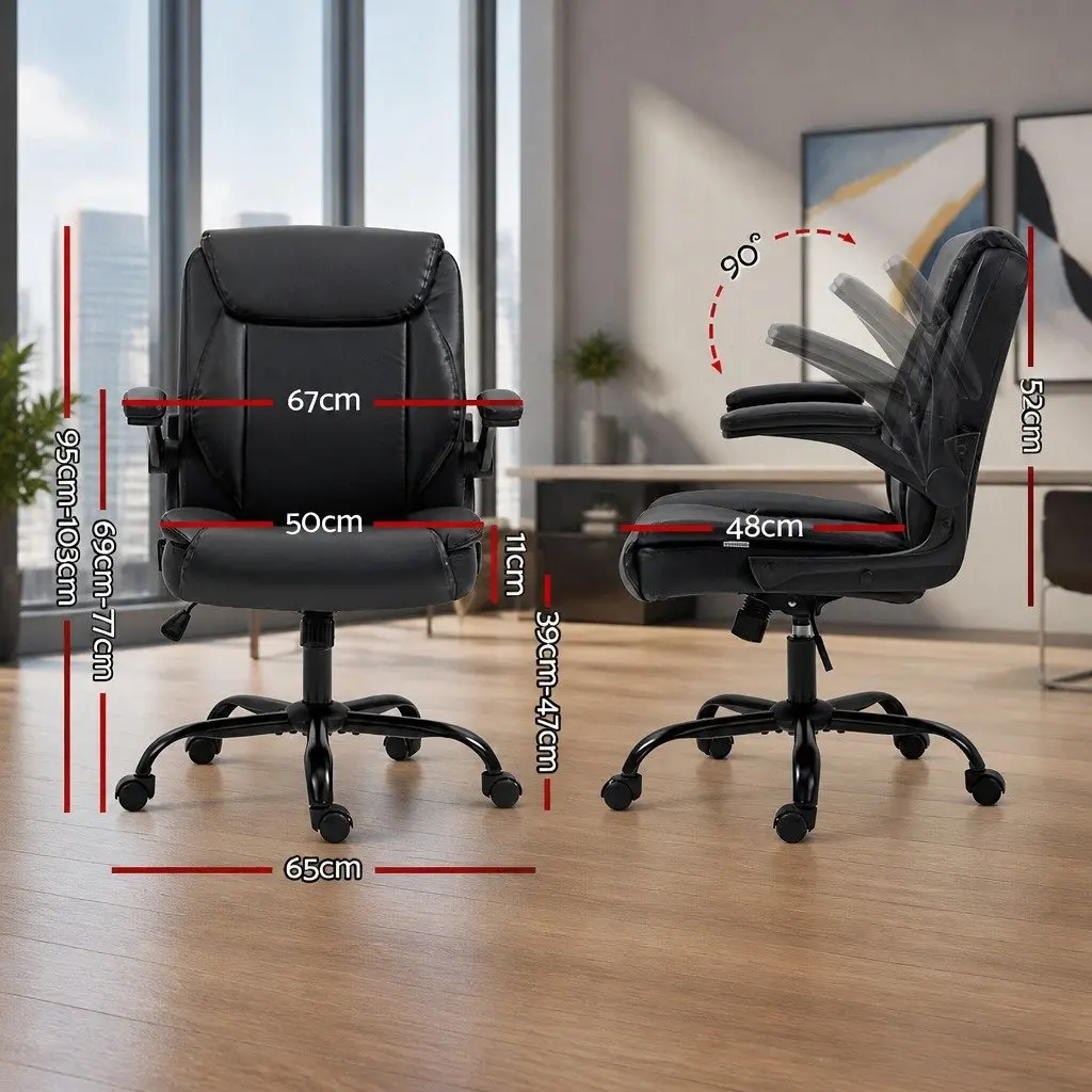 Office Chair Mid Back Black Adjustable Height Swivel Desk Seat