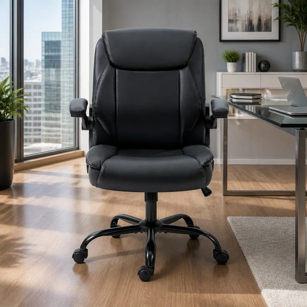 Office Chair Mid Back Black Adjustable Height Swivel Desk Seat