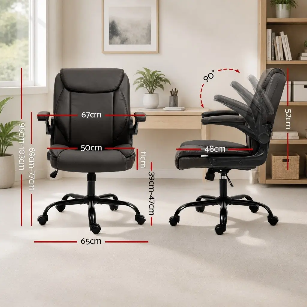 Office Chair Mid Back Brown Adjustable Height Swivel Seat